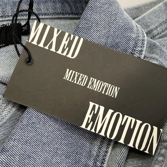 NEW MIXED EMOTION Paisley Denim Short-Sleeve Snap-Down Shirt – Blue – Size M - Picture 8 of 15